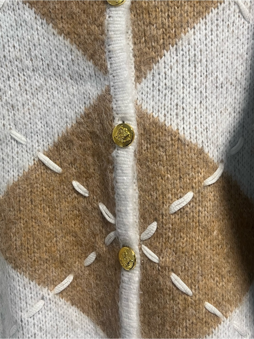 English Factory Argyle Crop Cardigan - Picture 2 of 4